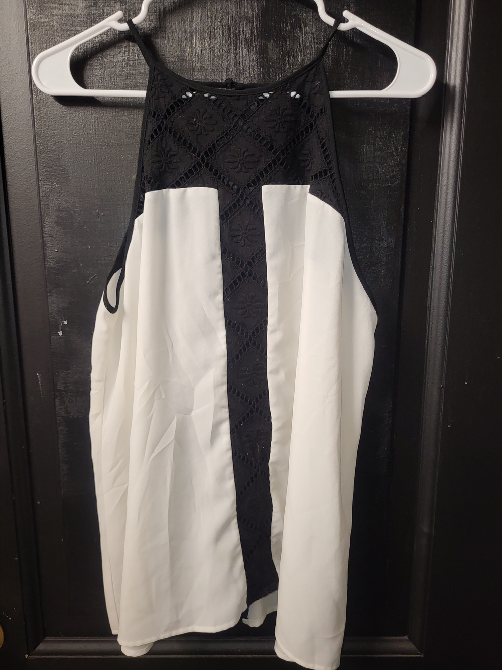 Women's Black & White High-Neck Top